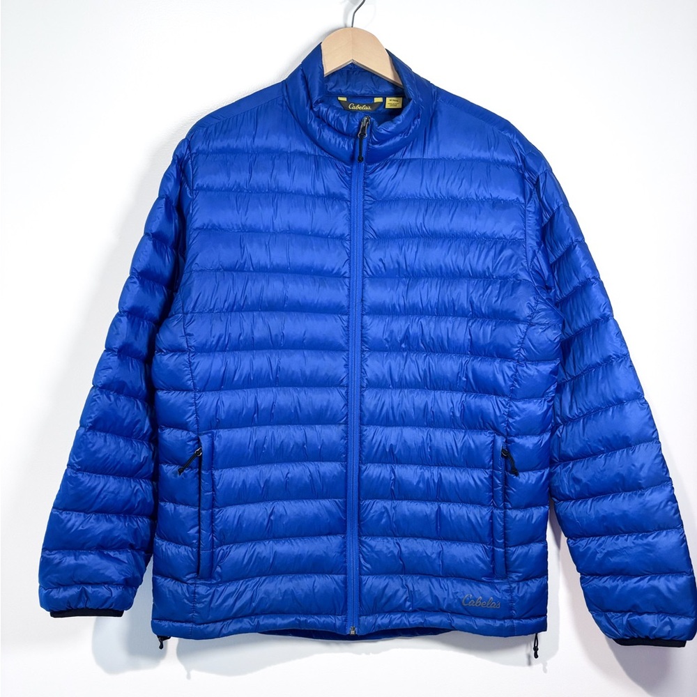 Cabela’s Blue Quilted Down Fill Zip Up Outdoor Puffer Jacket Men’s Size Medium